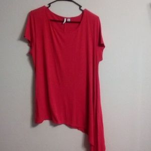 Red asymmetrical shirt